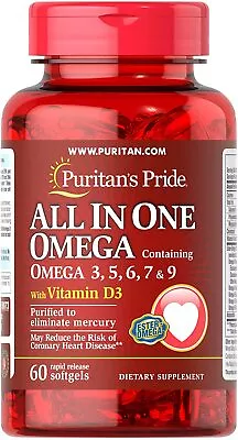 All In One Omega 3 5 6 7 And 9 With Vitamin D3 60 Count • $60.48