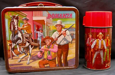 Vintage BONANZA Lunchbox & Thermos - TV Western Ponderosa (1965) C-8 Awesome! • $258.95