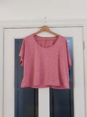 Lovely Pink Marl Cropped Activewear Top L 16-18 • £2.99