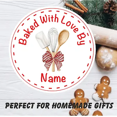 Personalised Baking Stickers Gift Labels ANY NAME Candy Bow Cake Box Cupcakes  • £2.99