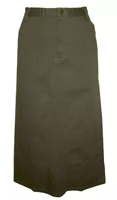 Long Khaki Green Maternity Skirt - Size 12  • £5