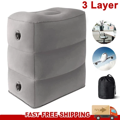 $19.94 • Buy Inflatable Travel Footrest Pillow Plane Train Office Kids Bed Foot Rest Pad AU