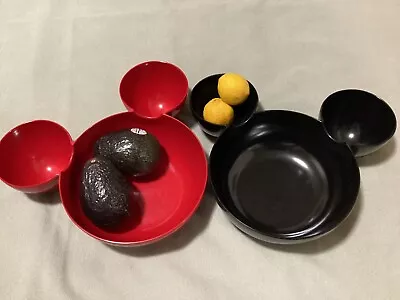 Zak Designs Set Of Mickey Mouse Ear Chip And Dip Bowls 12”x11” Disney Red/Blk • $23.95