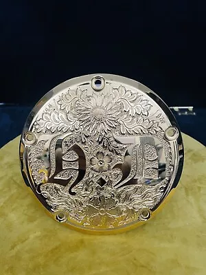 Harley Davidson Custom Hand Engraved 23k Yellow Gold Plated 5 Hole Derby Cover • $615.46