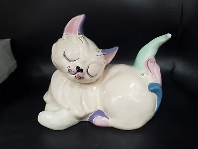 Vintage Kay Finch California Pottery Sleeping Kitten Kitty Cat Pastels  B13 • $39.99