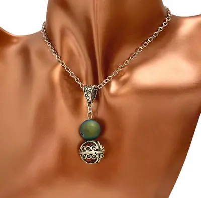 Moroccan Berber Necklace Druzy Geode Agate Sphere Enamel Stainless Steel Chain • $18.71