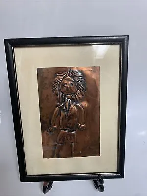 Hammered Copper Wall Art Vintage Boy Man Signed Andy Spring 1986 • $25