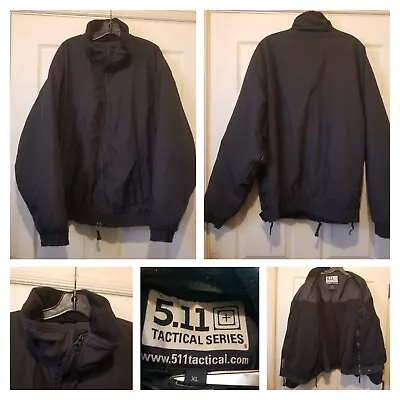 5.11 Tactical Jacket Mens XL Black Full Zip Nylon Utility Pockets Lined 48026 • $39.88