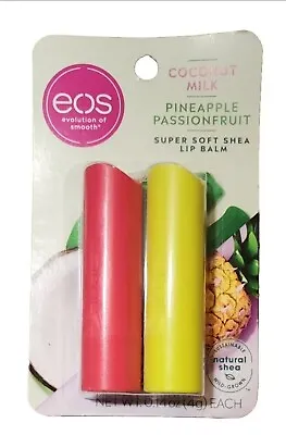 Eos 100% Natural Lip Balm Coconut Milk  Pineapple Passionfruit 0.14 Oz 2 Pack • $5
