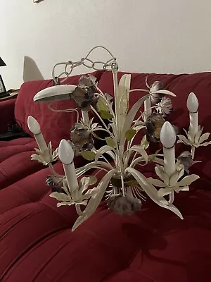 Vintage Italian Tole Lily Metal Chandelier  • $450