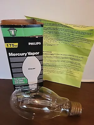 PHILIPS MERCURY VAPOR BULB FOR PHILIPS H39KB-175 175W 175 Watt Mogul Base • $34.99