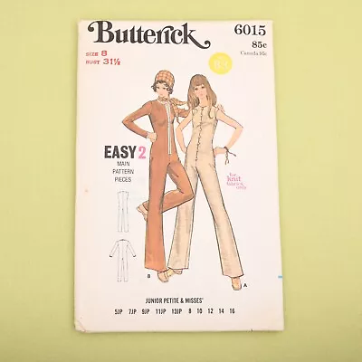 Vintage 1970s Butterick Jumpsuit Sewing Pattern - 6015 - Bust 31.5 - UC FF • $10