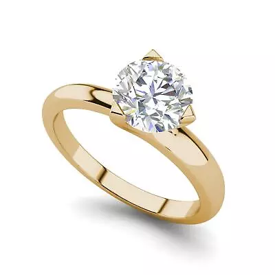 Solitaire 0.5 Carat VS1/H Round Cut Diamond Engagement Ring Yellow Gold Treated • $1188.01