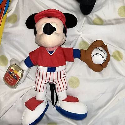 Star Bean Home-run Mickey Mouse Bean Bag Plush Dolls Baseball 8  Disney VTG Kids • $0.99