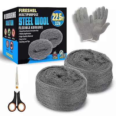 Steel Wool Mice Fabric Roll Control 2 Pcs Total (3.2”X 22.5 Feet) - Gap Fill Fab • $26.65