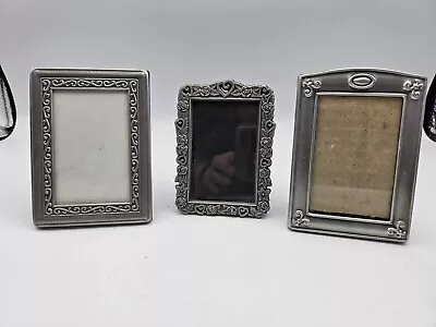 Lot Of 3 Vtg Silver Mini Small Picture Frame Decorative Hearts 4 H X 2.75  • $24