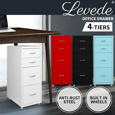 Levede 4 Drawer Office Drawers Cabinet Storage Cabinets Steel Rack Home Shelves • $84.99