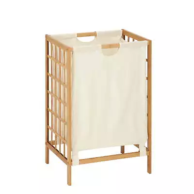 Bamboo Grid Frame Laundry Hamper With Polycotton Liner Natural/Off-White • $29.01