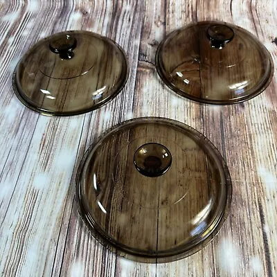 Lot Of 3 REPLACEMENT Pyrex Amber V2.5C Lids For Vision Corning Ware Cookware • $29.99