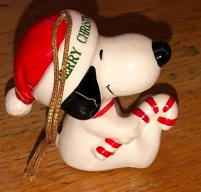 Snoopy Christmas Ornament Peanuts 1977 Porcelain Vintage Licensed Hanging Tree • $25.20