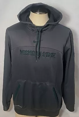 Nike Elite Therma-Fit Michigan State Spartans Gray Hoodie Size Large ~ Used • $16.35