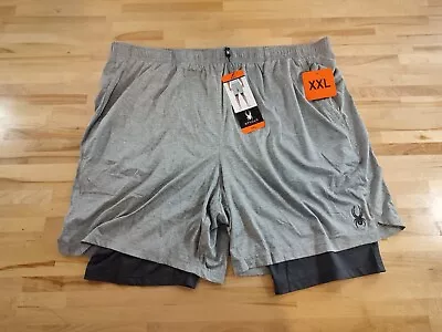 Spyder Men's Active Lined Stretch Moisture Wicking Workout Gym Shorts 2XL Gray • $18.29