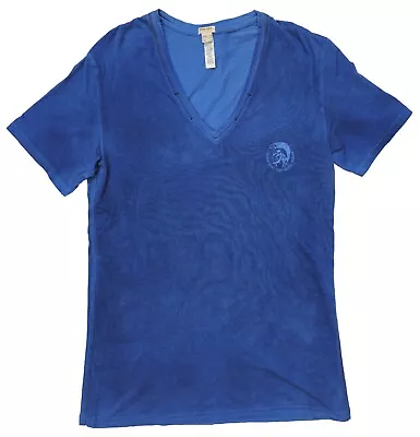 Diesel T-Shirt Men's Blue Stretched Tee Size L Short Sleeves V-Neck Style Cotton • $23.40