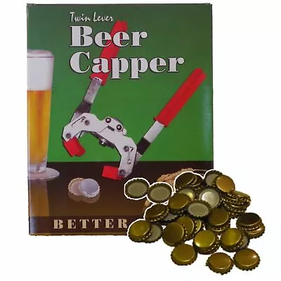 Twin Lever Beer Bottle Capper With 40 Crown Caps - Homebrew Ultra Quality Boxed • £27.19