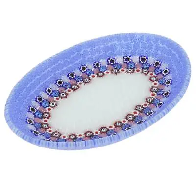 GlassOfVenice Murano Millefiori Oval Plate - Periwinkle • $199.95