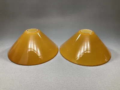 2 Vianne France Amber Cased Glass Cone Shades 10  X 4  - Labels • $78