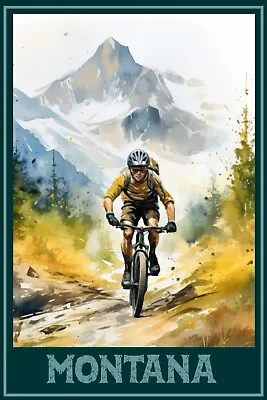 Montana Off Road Trail Mountian Bike Travel Poster Large 16x24 • $20.95