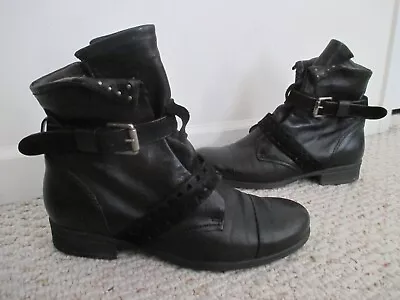 Miz Mooz Storm Black Leather Boots Size 38 /  7.5-8 US • $69.99