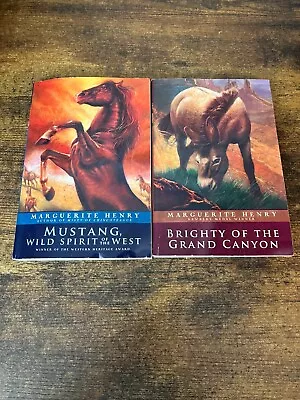 Lot Of  2 Paperback Books By Marguerite Henry * Mustang * Brighty* Horses • $7.99