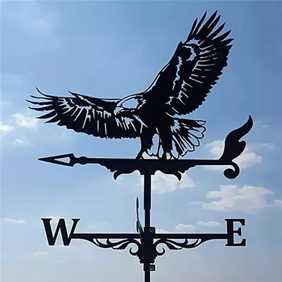 Metal Weather Vane Wind Indicator Weathercock Garden Shed House Decoration Black • £13.79