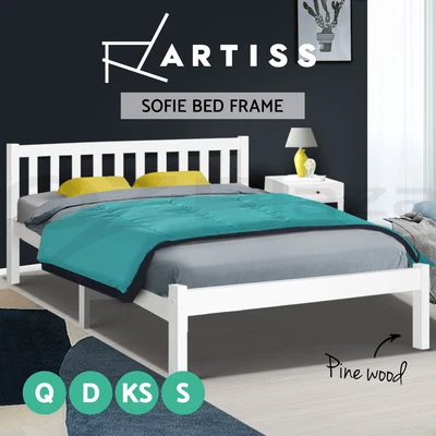 $109.95 • Buy Artiss Bed Frame Wooden Queen Double King Single Full Size Timber Base SOFIE