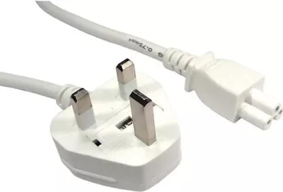 £4.99 • Buy 1 Meter Power Cord UK Plug To C5 Clover Leaf CloverLeaf Lead Cable White 