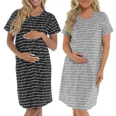 Ladies Maternity Nightie Made With Heart Short Sleeves Pregnancy Sleepwear Gown • $18.66