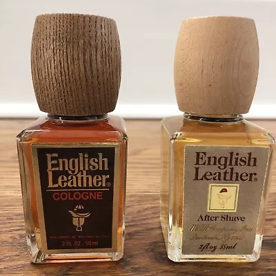 Vintage English Leather Men’s Cologne & After Shave 2 Oz/50 ML Wooden Top *READ* • $34.99