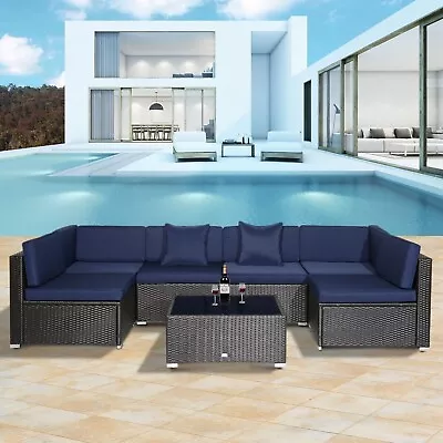 7PC Rattan Wicker Sofa Set Sectional Couch Cushioned Furniture Patio Outdoor (1) • $479