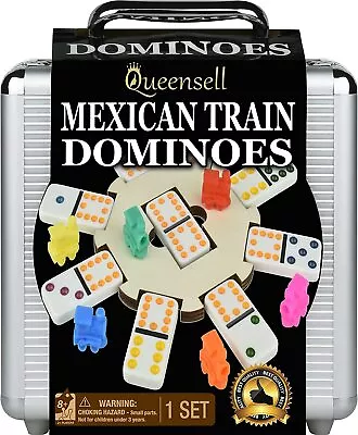 Mexican Train Dominoes Set For Adults Double 12 Set 91 Tiles With Aluminum Case • $34.99