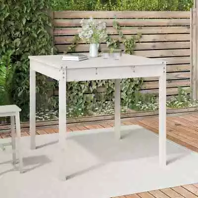Outdoor Garden Patio Table Solid Pine Wood Sturdy White Square Dining Furniture • $129.85