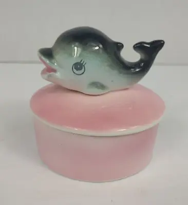 Vintage Kevin's Treasures Japan Whale Trinket Box Ring Jewelry Pink Ceramic Vtg • $17.99