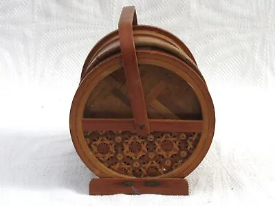Vintage Bamboo Coasters In Basket Set Of 6 Boho Tiki Home 50s 60s • £12