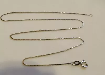 $59.99 • Buy 14k White Gold Very Fine 0.5mm  Box Chain Necklace 16  Long ((C16))