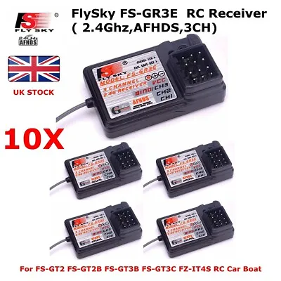 1/2/5/10 Flysky FS-GR3E AFHDS 3CH Receiver For FS-GT2 GT2B GT3B GT3C RC Car Boat • £11.99