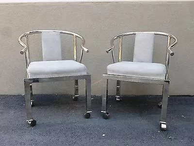 Pair Rare Chic Design Institute  America Chrome Ming Chairs  • $1600