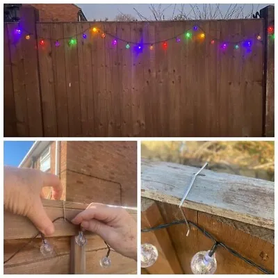 12 Clips For Your LED SOLAR String Lights - Hang On Your Garden Fence Panels. • £5.85