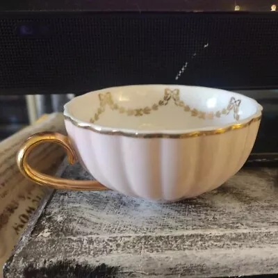 MOR Cosmetics Marshmallow Pink & Real Gold Quality Porcelain High Tea Cup  • $8.05