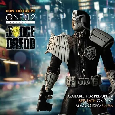 MEZCO ONE:12 Collective Con Exclusive B&W Judge Dredd Figure ✨💯% AUTHENTIC!✨ • $200