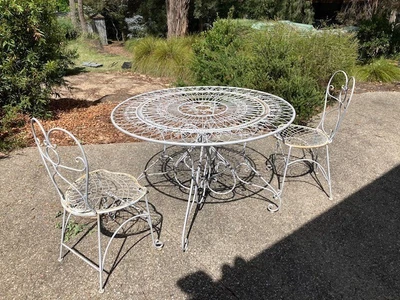 $63 • Buy Decorative Table And 2 Chairs Outdoor Furniture Iron Lacework